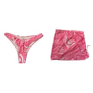 Vibrant Pink Swirl Bikini Bottom & Skirt
